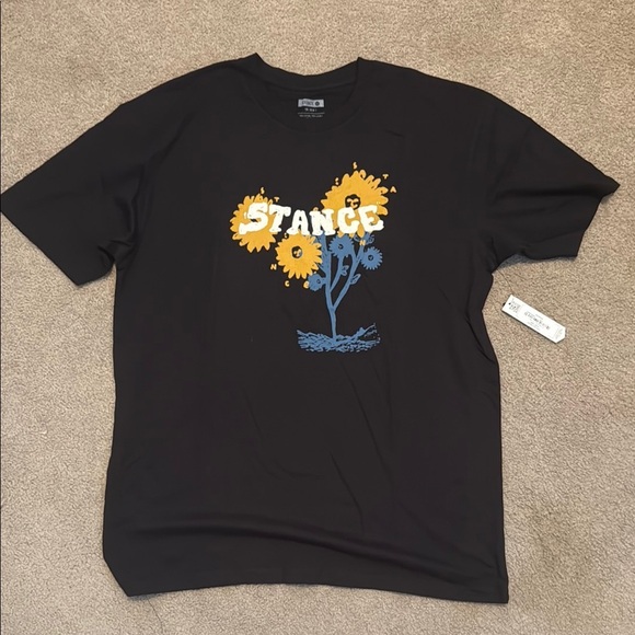 New Stance Black T-Shirt with Yellow Graphic - Picture 1 of 5